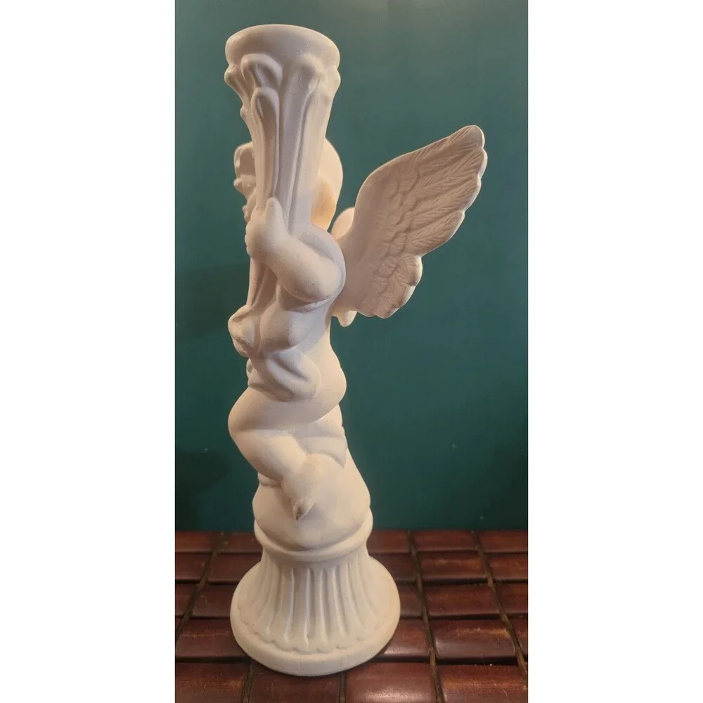 Vintage Ceramic Cherub Candle Holder 12.5